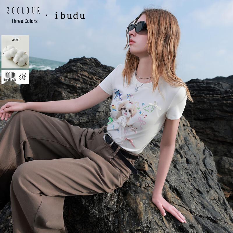 Sancai Women s Puppy Print Short-Sleeve T-Shirt S