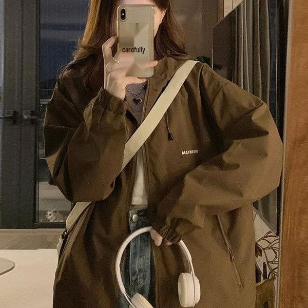 Girls' American-Style Sporty Mountaineering Jacket - Versatile, Loose Fit for Spring and Autumn