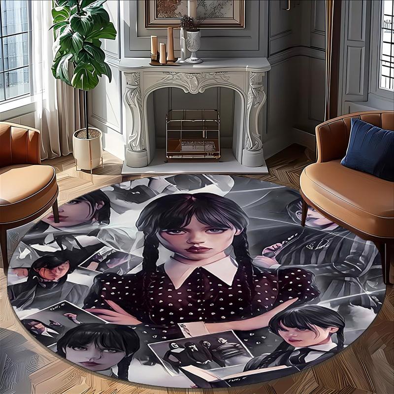 1pc Addams Family Wednesday2 Print Round Carpet Chair Round Carpet Suitable for Bedroom Living Room Home Decorative Carpet