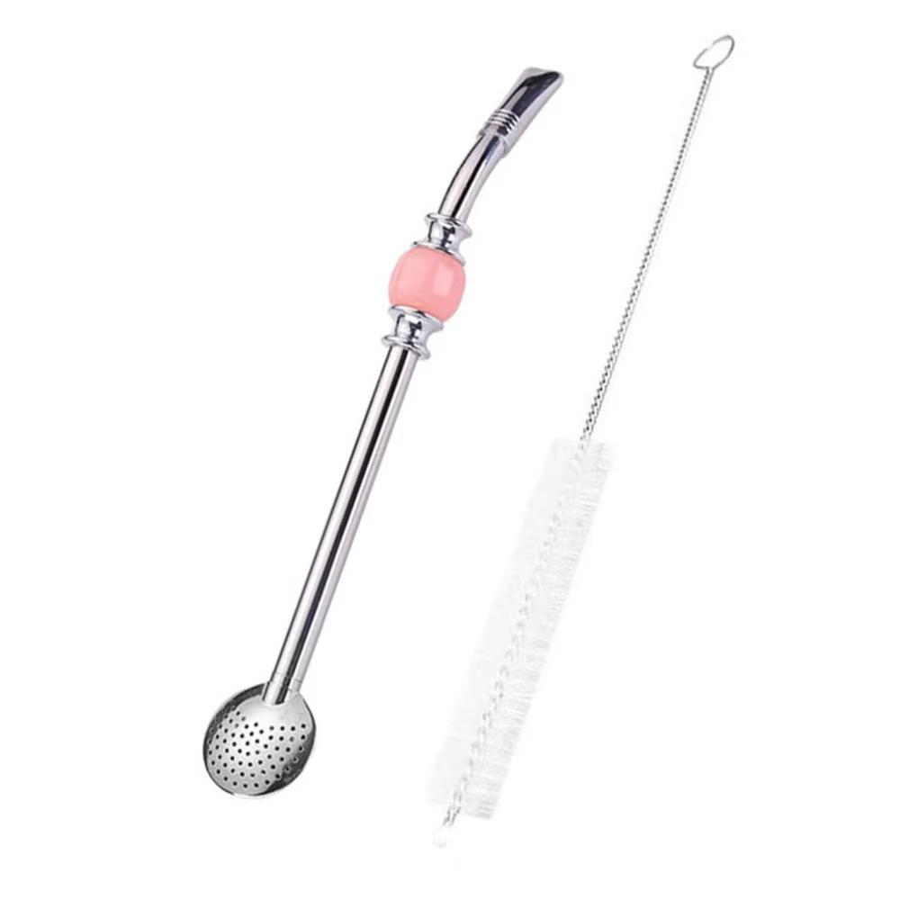 Removable Stainless Steel Straw Reusable Filter Spoon Straw Drinking Straw Spoon  Tea Drinking