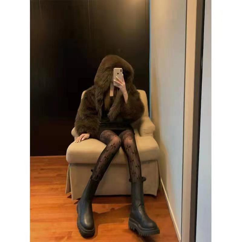 Mu Ruan Four-Leaf Clover Fishnet Pantyhose - Black JK Style, Sexy Slim Leggings for Autumn/Winter