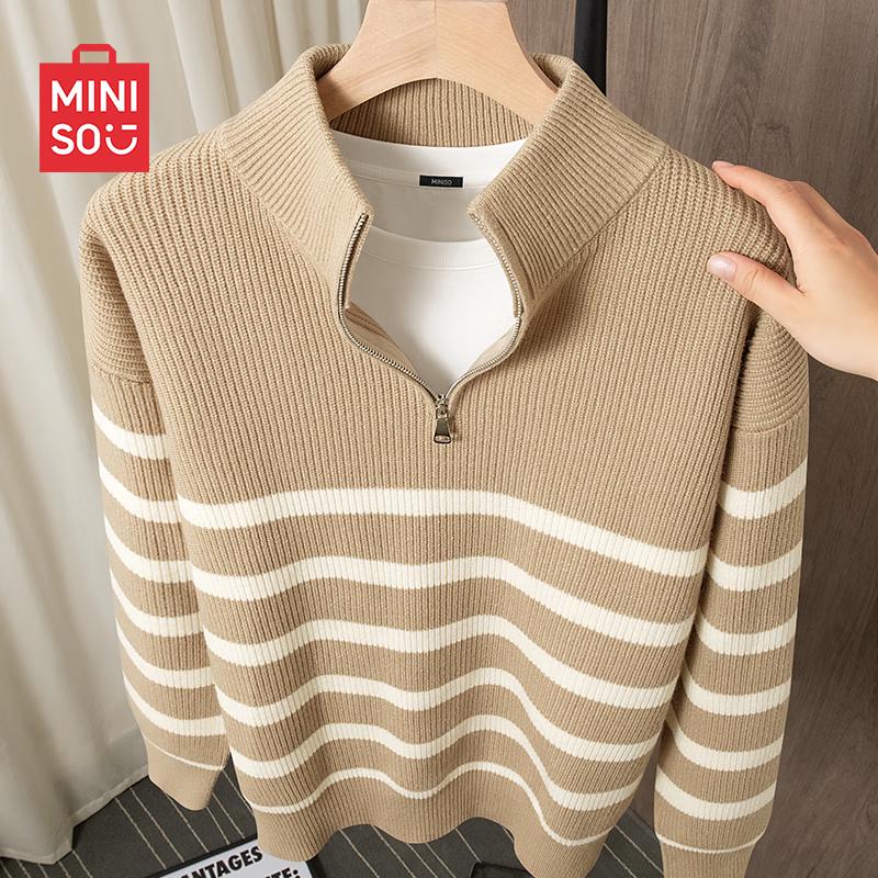 MINISO Men's Casual Half-Zip Knit Sweater