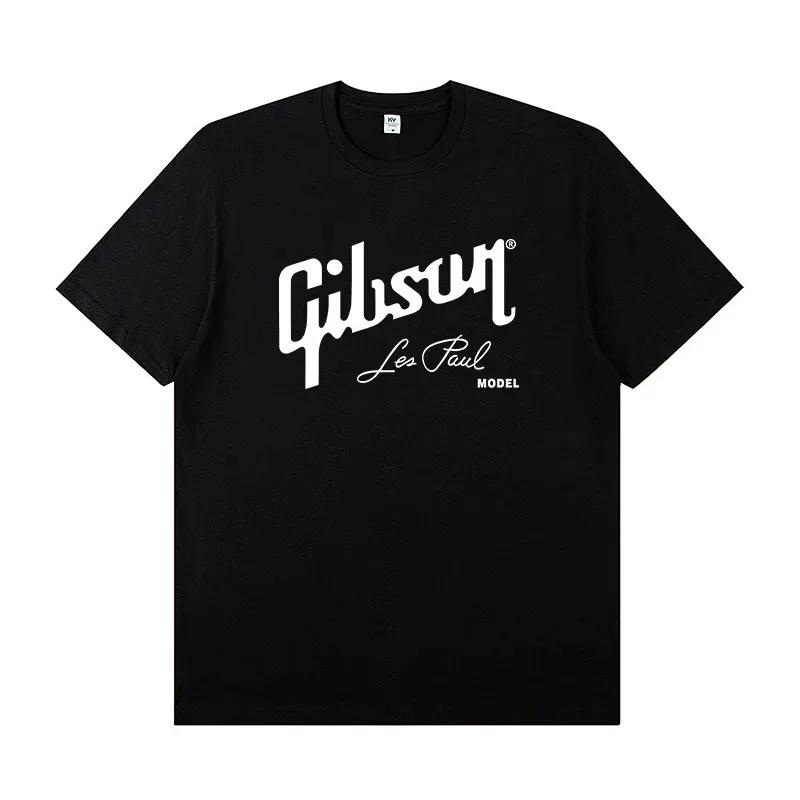 New Slash Collection Gibson Les Paul Stylish and Casual High-quality Graphic Printed Round-neck Short-sleeved T-shirt Top