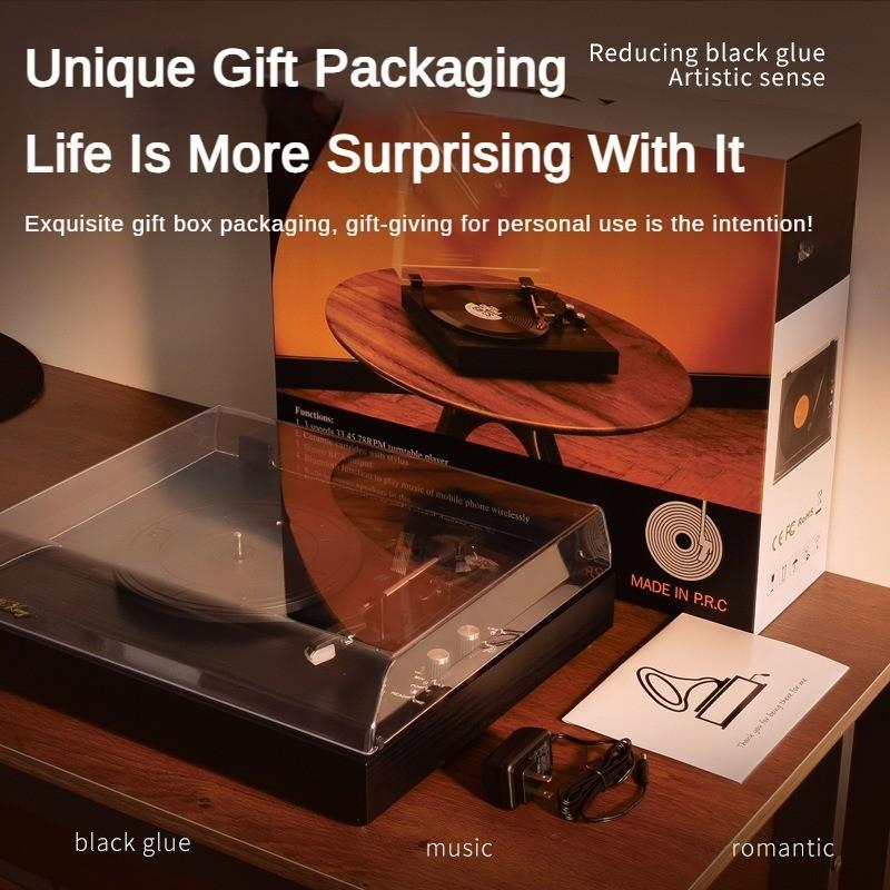 Bluetooth Built-in Horn Speaker Desktop Household Phonograph Wooden Vinyl Anti Slip Turntable Record Player New 420*320*105mm