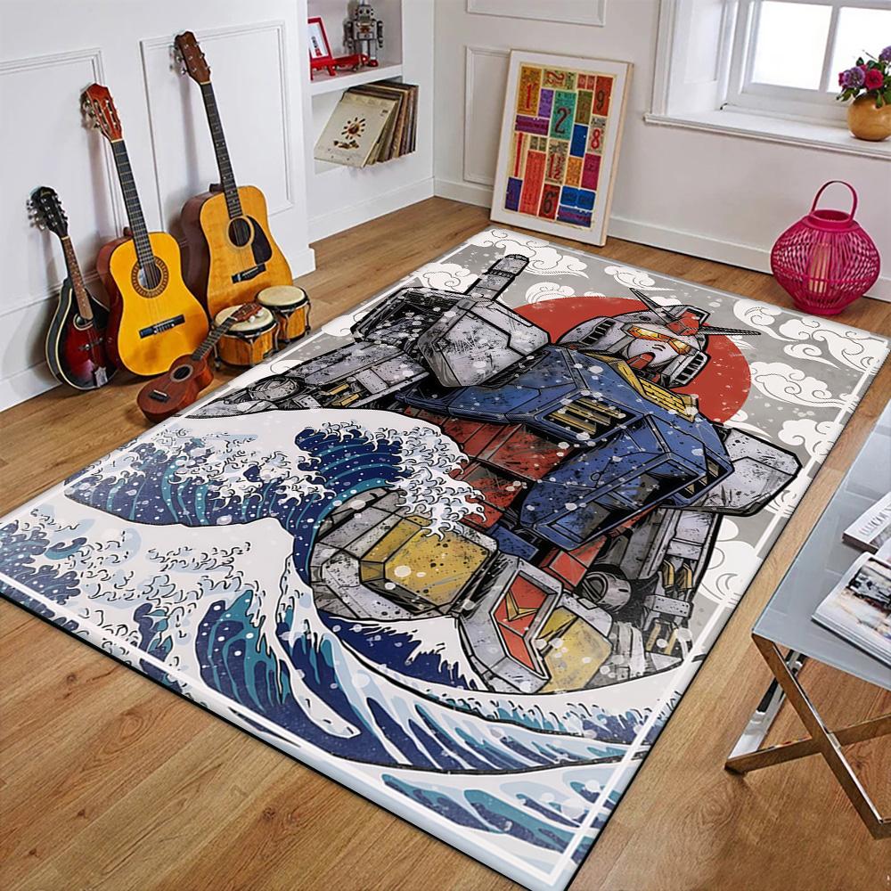 New 3D G-Gundam Cartoon Japansese Style Carpet Rug for Art Living Room Art Decor Sofa Home Kids Game Area Rug Non-slip Floor Mat