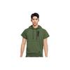 Embroidered Logo Hoodie Short Sleeve Sweatshirt Men Tops Dark-Green DA9843-335