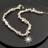1Pcs Sun Pendant Irregular Beaded Chain Jewelry Bohemian White Natural Stone Choker Necklace For Women Vacation Daily Wear