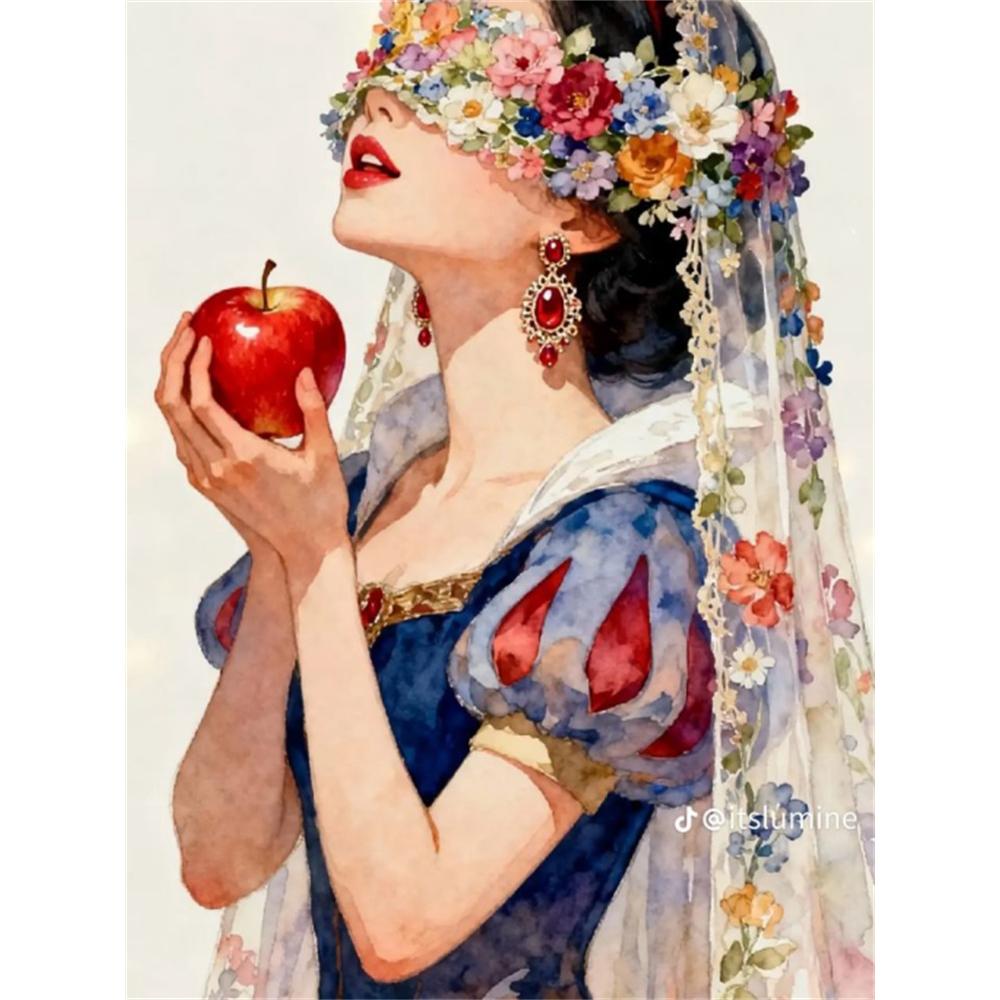 

Disney 5D DIY Diamond Painting Snow White Watercolor Illustration Embroidery Mosaic Cross Stitch Home Decor Gifts Crafts Round 20x30cm