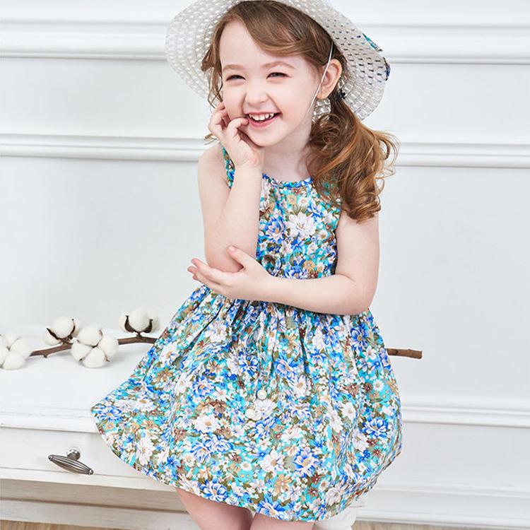 2 Teile/satz Mädchen Kleid + Hut Baumwolle Komfortable kinder Kleid Sommer Kleid Floral Mädchen Ärmelloses Kleid Für Kinder