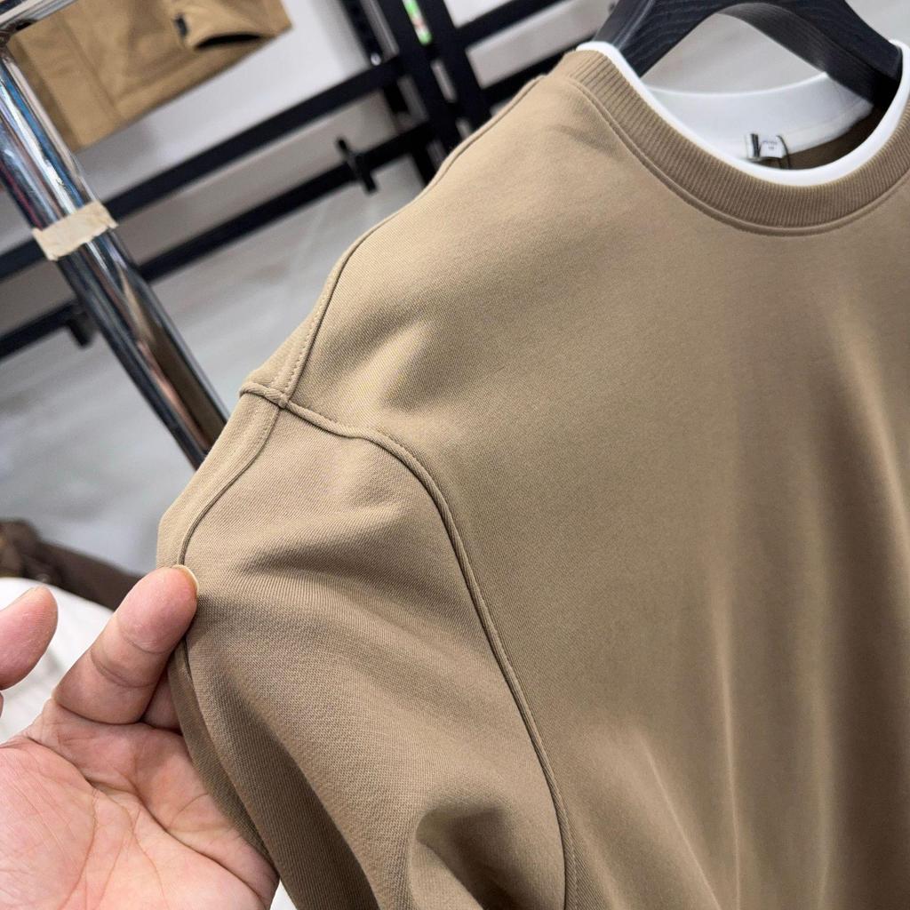 H Family 84% Cotton Autumn Round Neck Long Sleeve Hoodie for Mid-Age and Youth - Solid Color, Casual Warm Base Layer (3Y073A)