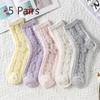 5 Pairs of Women's Summer Super Thin Polka Dot Cotton Sole Anti Hook Embroidered Clear Crystal Stockings