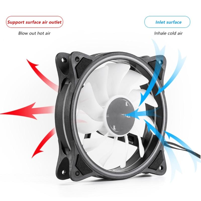 High Speed 1500RPM Silents RGBs PC Cooling Fan Two Side Lighting 1200LM Brightness ABS Material Tool Free Installation For Desktop Laptop