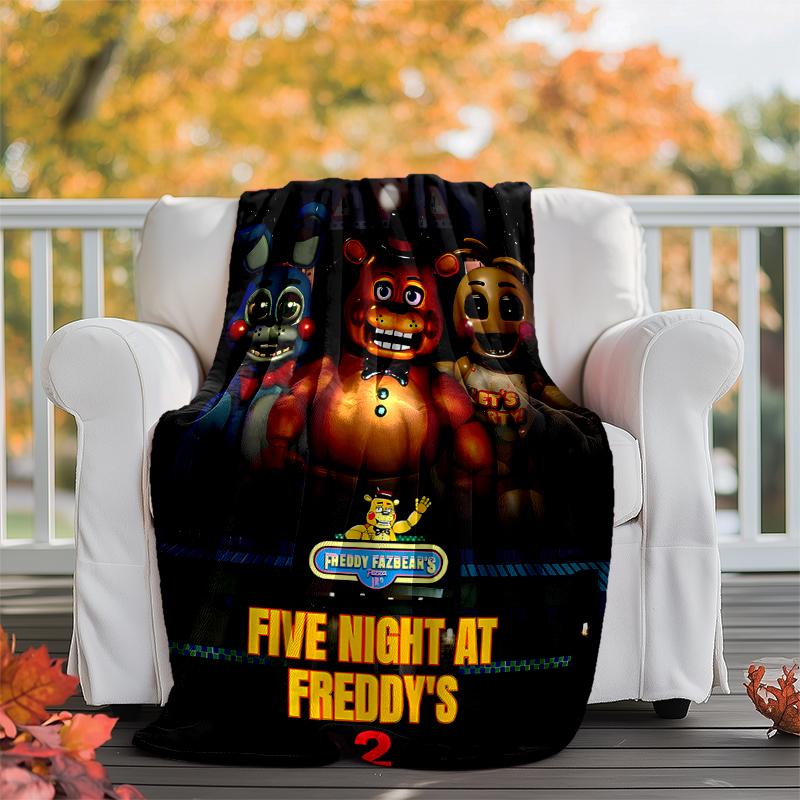 Freddy Bear Flannel Blanket Soft Warm All-Season Throw, Design for Camping, Car Travel, Hiking Sofa, Bed, Office Perfect Gift for Parties
