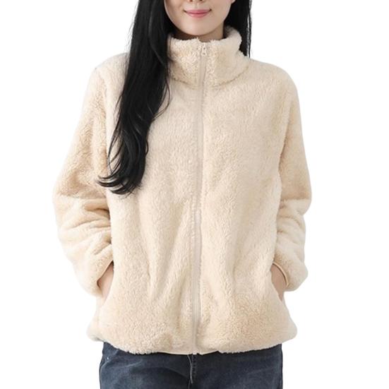 Frauen Wintermantel Dicker Plüsch Stehkragen Nackenschutz Warm halten
