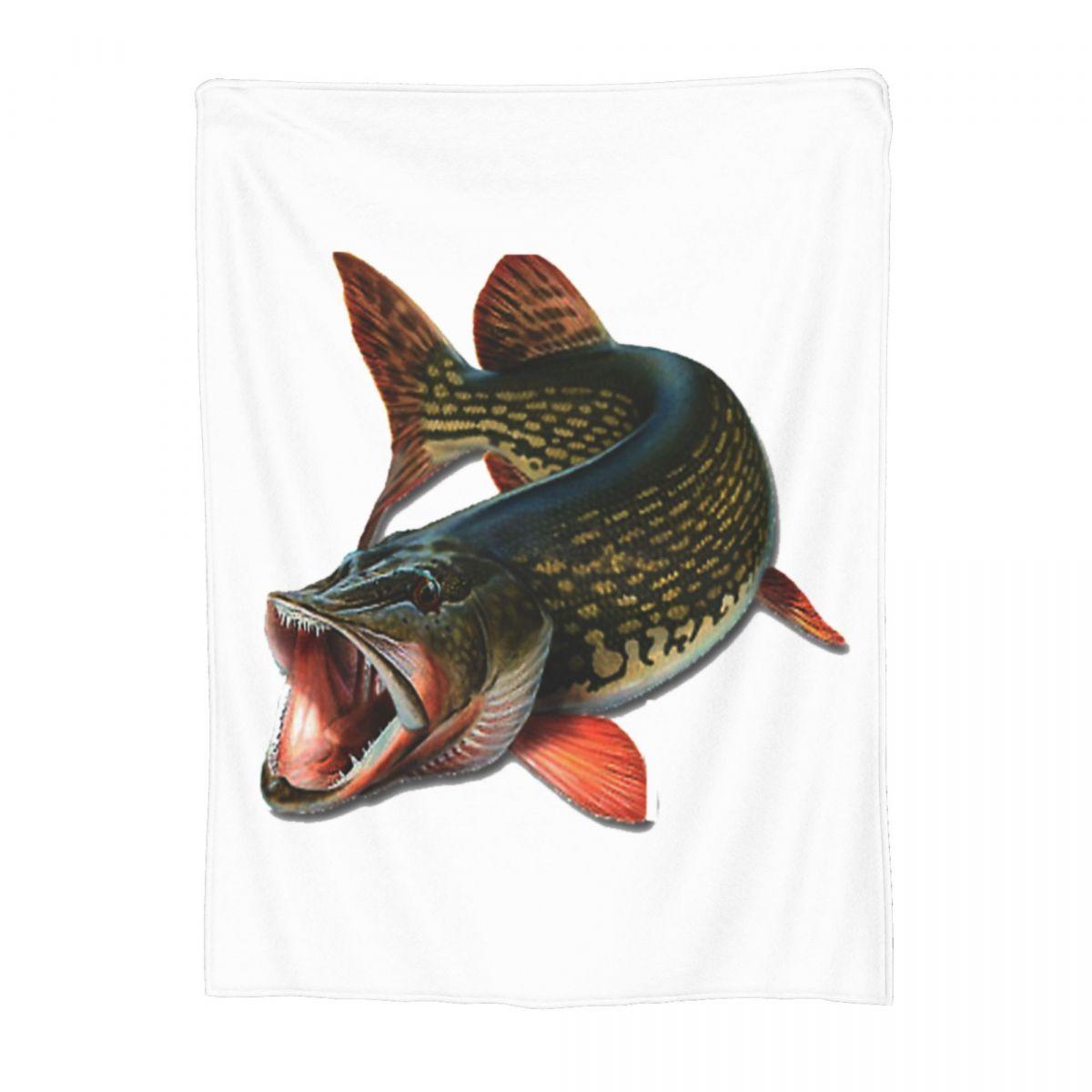 Northern Pike Fish Blanket Soft Warm Flannel Throw Blanket Plush for Bed Living room Picnic Travel Home Sofa 80x120cm
