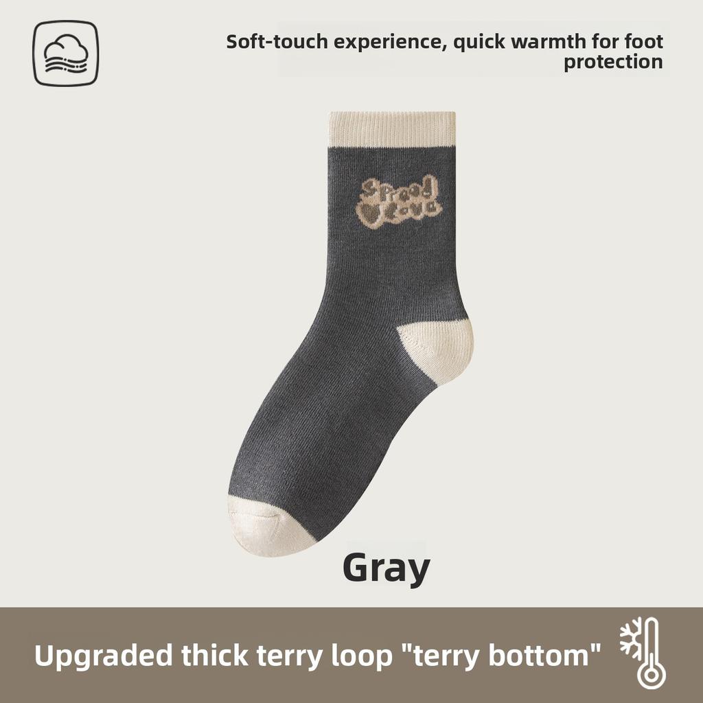 Female Autumn and Winter Thick Warm Hair Ring Heat Storage Does Not Freeze Feet Home Floor Tube Socks