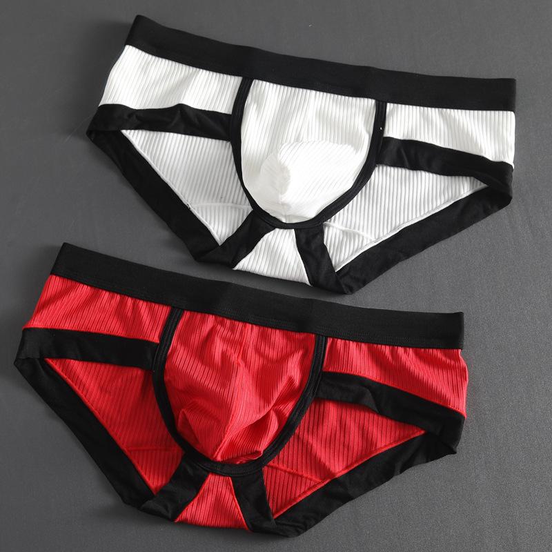 Men's Sexy Low Waist Triangle Briefs with Hip Lifting Design, High Elastic Polyester-Cotton Blend, Large Pouch