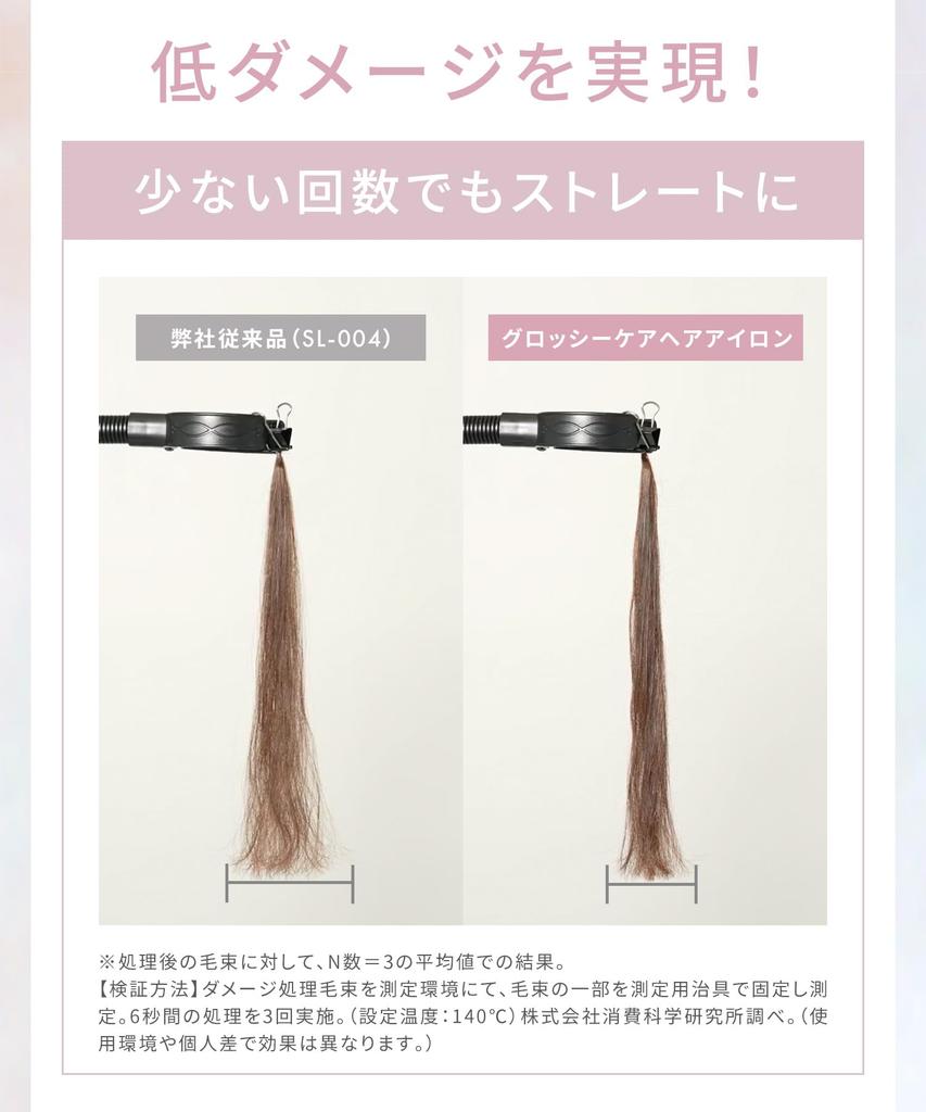 SALONIA Glossy Care Straightening with Metal Guasha Hair Hair Hair International Beautiful Shiny Pink Iron, 24mm, Comb, Iron, Comb, Brush, Compatible,