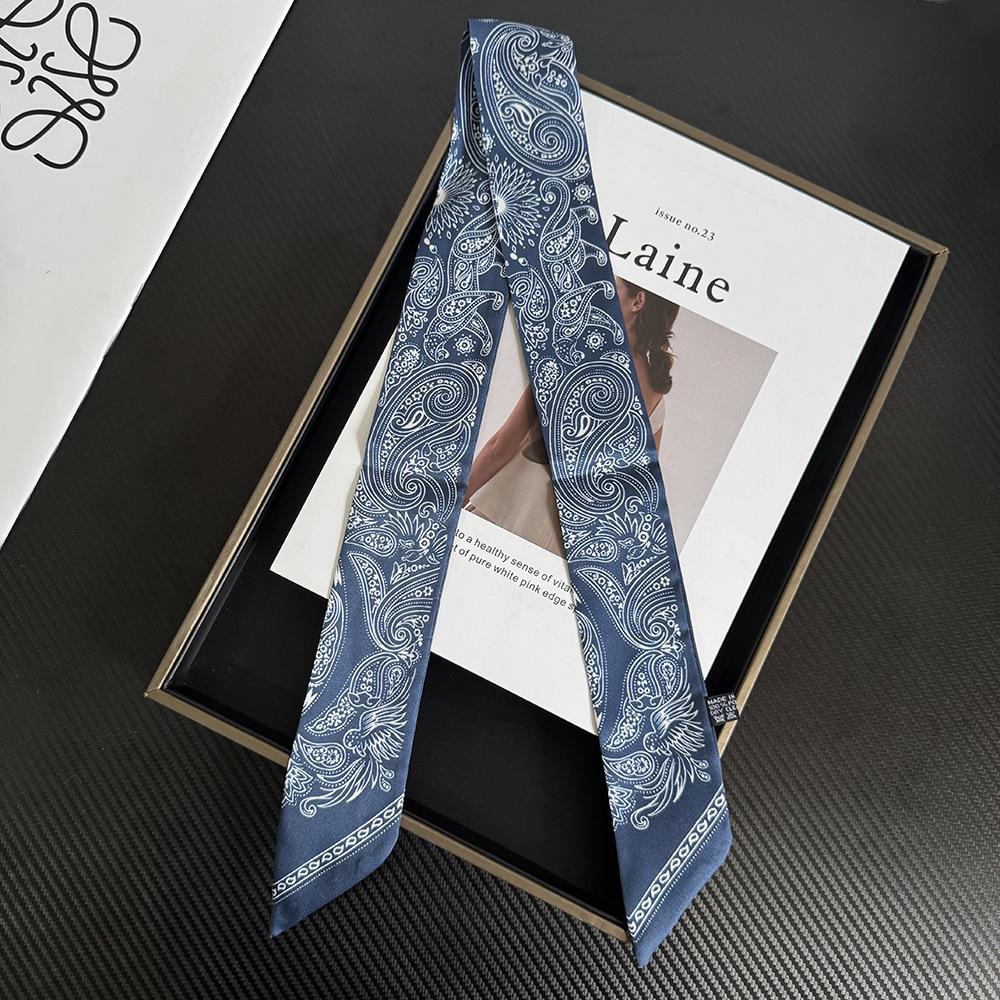 Классический французский шелковый шарф с кешью: Тонкий узкий галстук и повязка на голову для женщин 90*5cm