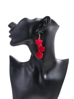 Personalized Red Maple Leaves Acrylic Long Earrings for Women Autumn Fall Leaf Plant Dangle Earring Thanksgiving Jewelry Gifts