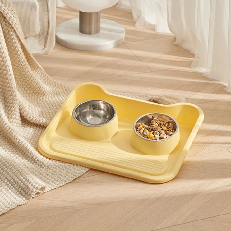 Elevated Cat Bowl Food Container Feeding Double Bowls Dogs Dry Food Bowl Mat