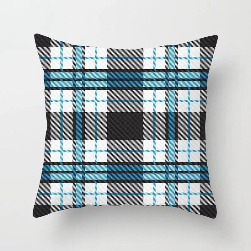 Blue Color Pillow Cover Geometric Print Pillowcase Square Pillow Case  18x18 inches Decorative Pillows For Car/bed /sofa