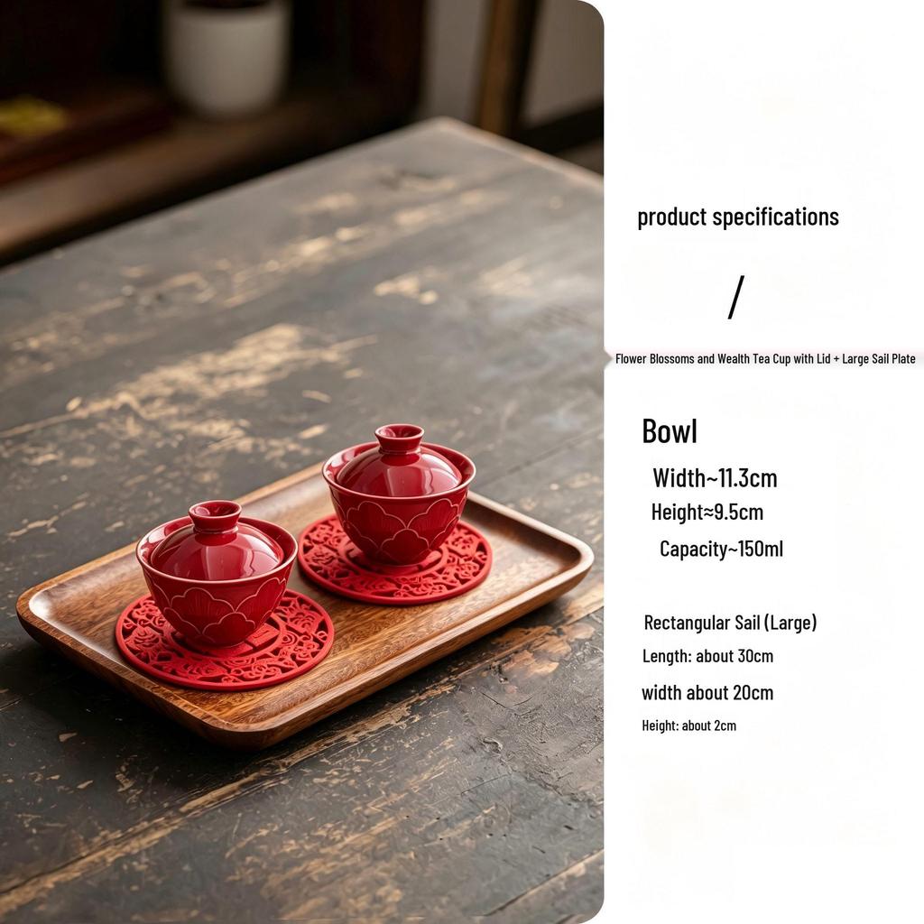 Ceramic Retro Master Cup: Personal Tea Brewing and Tasting Cup, Festive Wedding Red Design