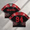 BTS Kpop ARMY 7 V-Neck Mesh Sports Jersey Short Sleeve Red Black Wave Graphic Streetwear Casual Fan Support Athletic Tee Shirt Top