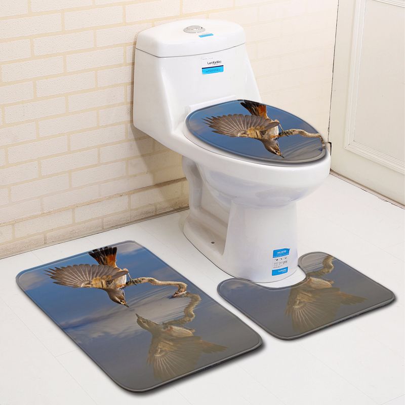 

3D Bird Bathroom Toilet Three-Piece Floor Mat Doormat Bathroom Carpet Three-piece set 45 * 75cm