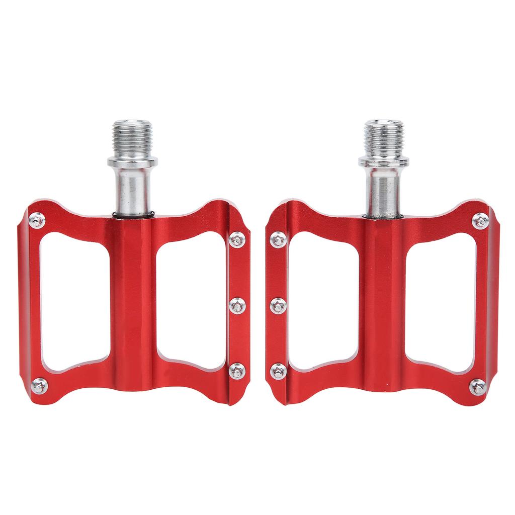 Road Bike   Flat Pedal Aluminum Alloy Non-Slip   Pedal Bike Accessory(Red )