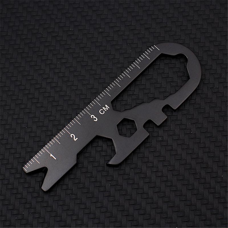 Nyckelring med kapsylöppnare Universal Multifunktionell Kapsylöppnare Sexkantigt Hänge Stål Nyckelformad Utomhus Kortverktyg