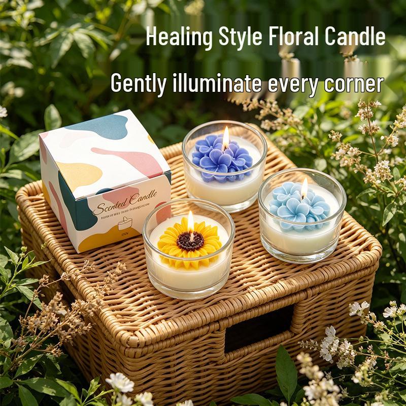 Handmade Flower-Shaped Aromatherapy Candle Gift Set - Festival Souvenir & Home Decor