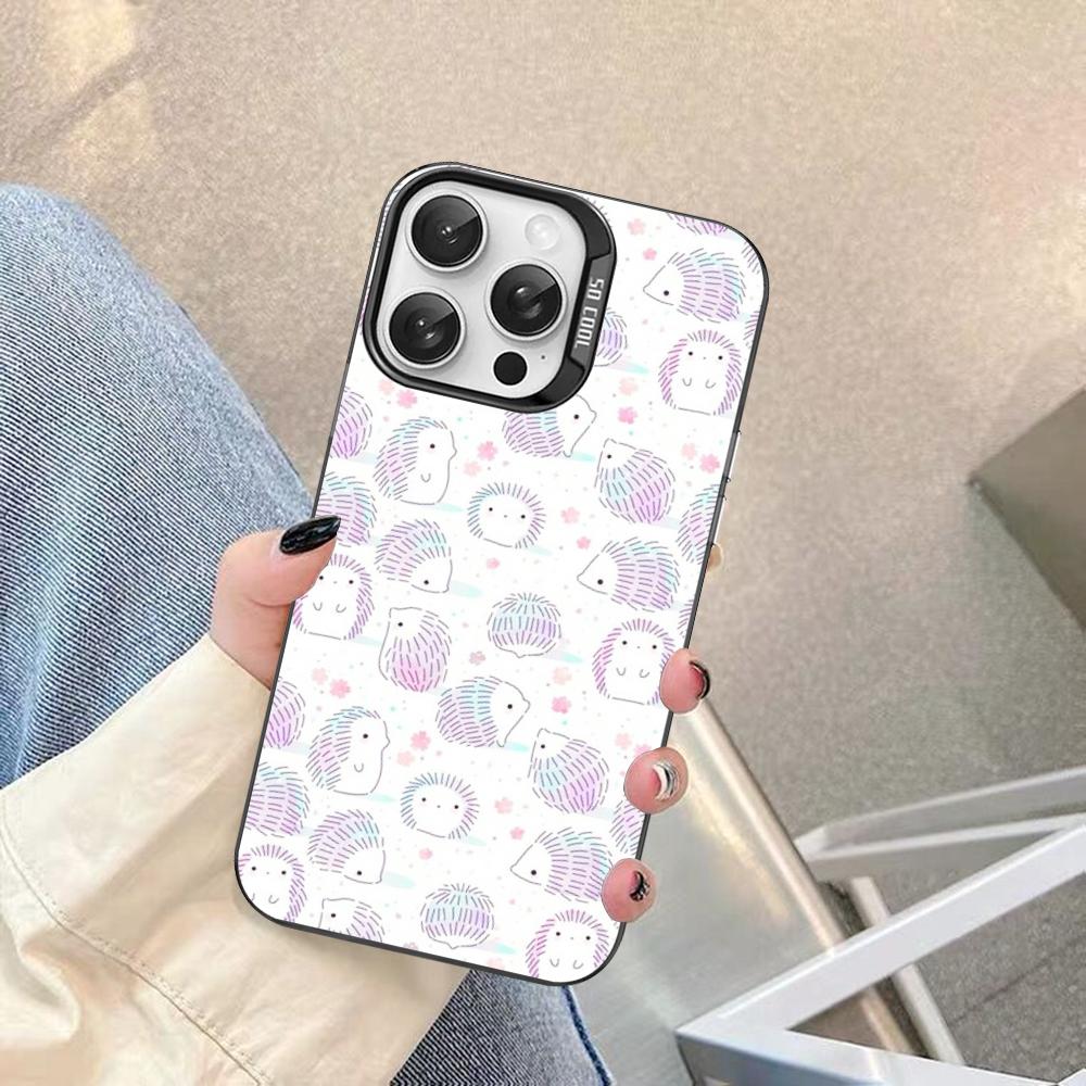 Cute Animal Hedgehog Phone Case For IPhone 16 15 14 13 12 11 Pro Max X XR XSMAX 8 7 Plus Matte Shockproof Back Cover