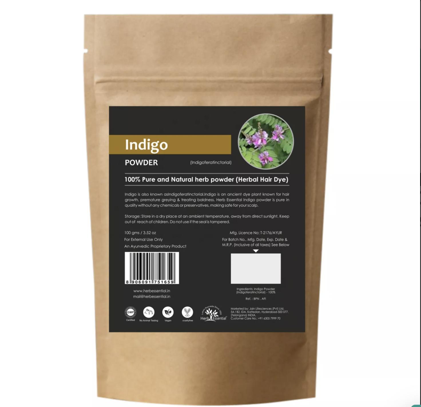 

Індіго Порошок: натуральний барвник для волосся (100 г), Indigo Powder, Herb Essential