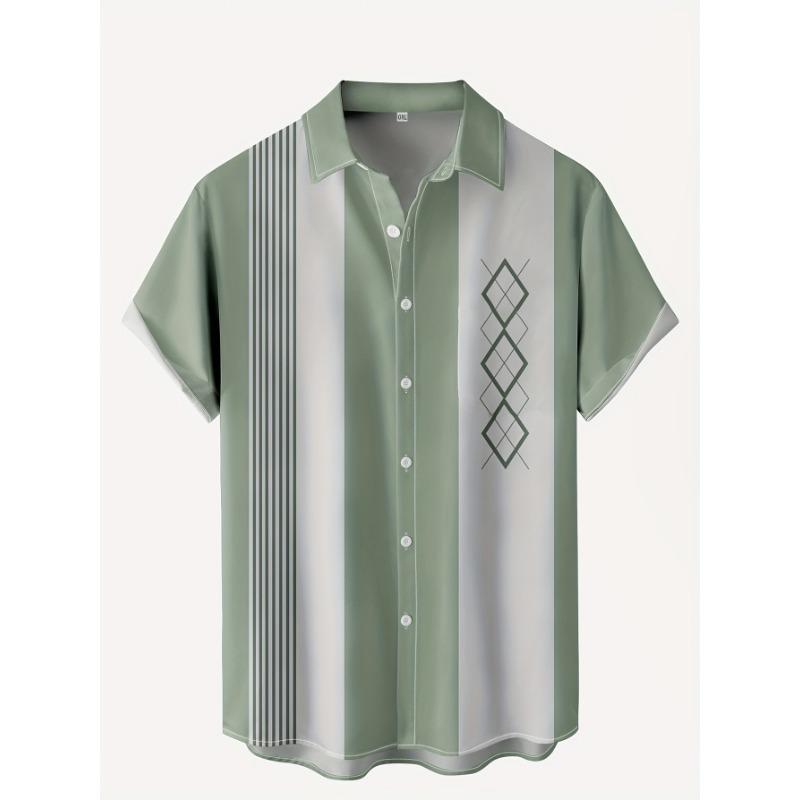 New Hawaii Men's Vintage Shirts Casual Breathable Short Sleeve Tops Beach Party Plaid Tops Short Sleeve Men's Clothing