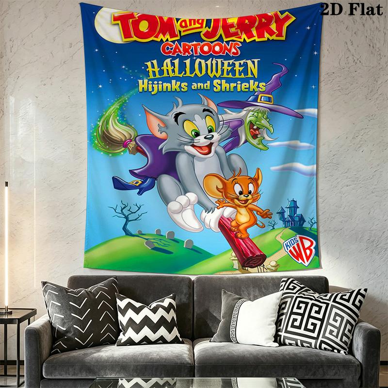 Tom Jerry Whimsical Adventure Tapestry Wallmounted Background Cloth Atmospheric Background Cloth Wall Decoration Background Wall Hanging Cloth