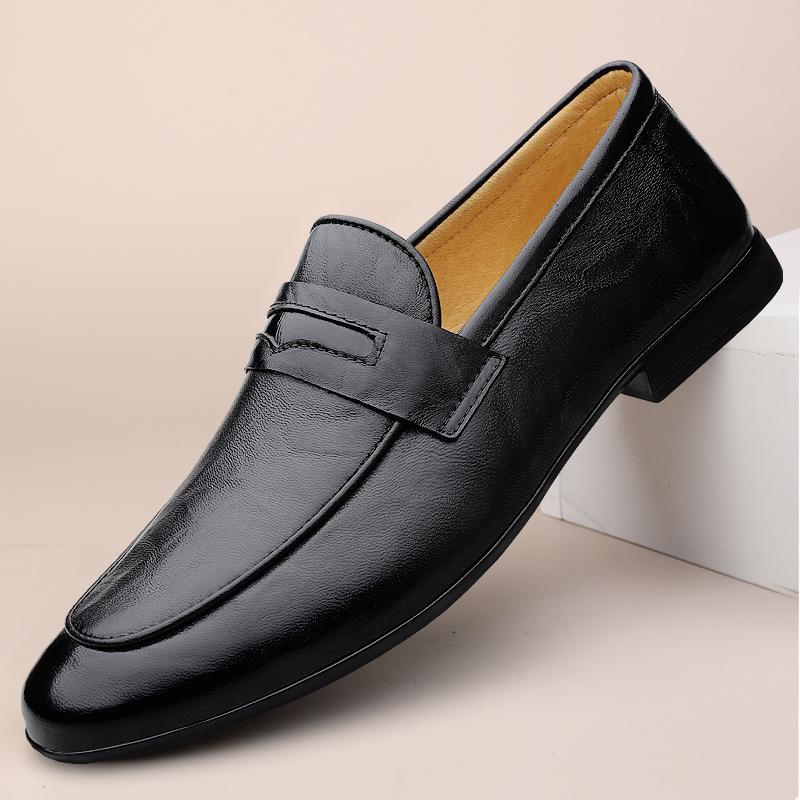 Fashion Italian Men Handmade Casual Leather Loafer Flat Designer Genuine Leather Shoes Luxury Comfy Antiskid Soft Bottom Business Shoes