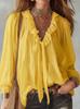 European and American women's clothing spring and summer new women's fashion V-neck loose shirt ruffle edge top