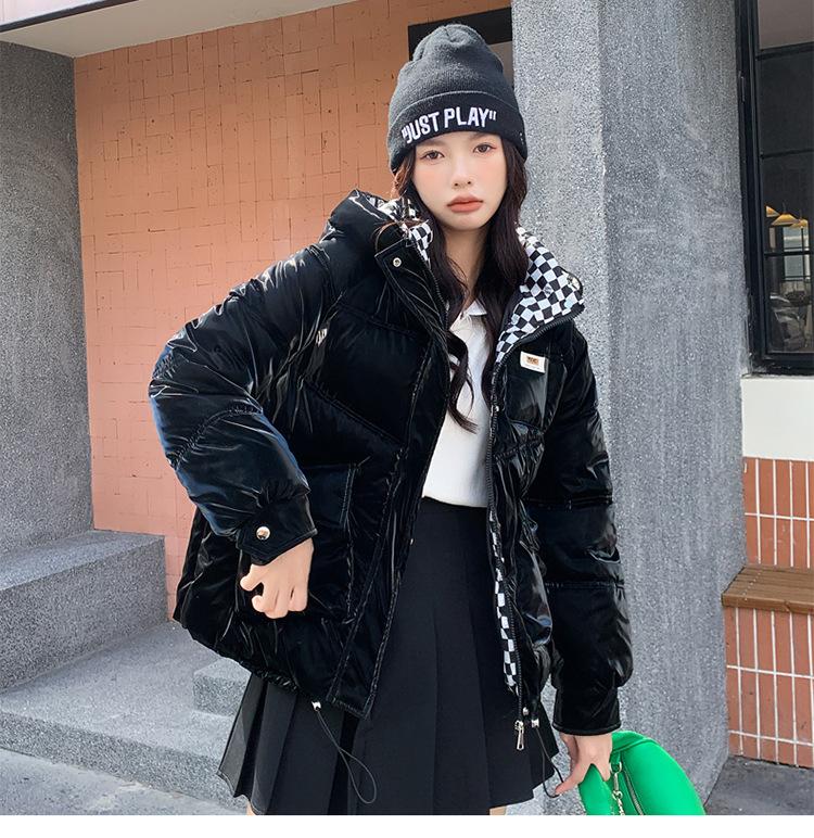 Jachetă scurtă lucioasă cu glugă, călduroasă, cu puf, pentru femei, jachete de iarnă călduroase