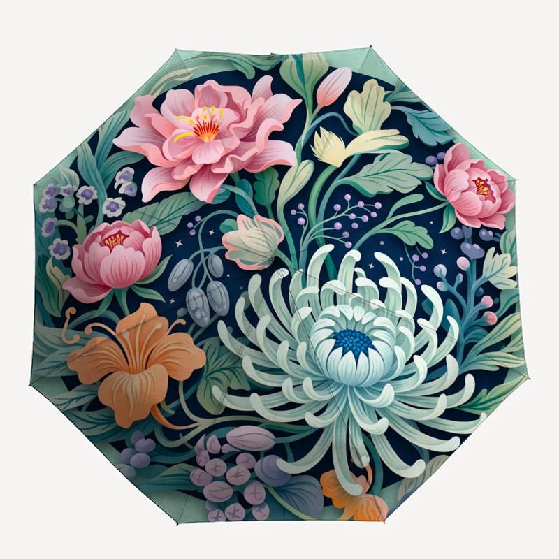 1pc Floral Mandala, Circular Design, Botanical Illustration Umbrella with Plastic Handle,Compact & Stylish,Suitable for All Seasons YS331045