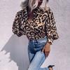 Ladies Vintage Tops Loose Long Sleeves Lapel Leopard Shirts Women's Fashion Shirts, Casual Long Sleeves Button Up Shirts Tops