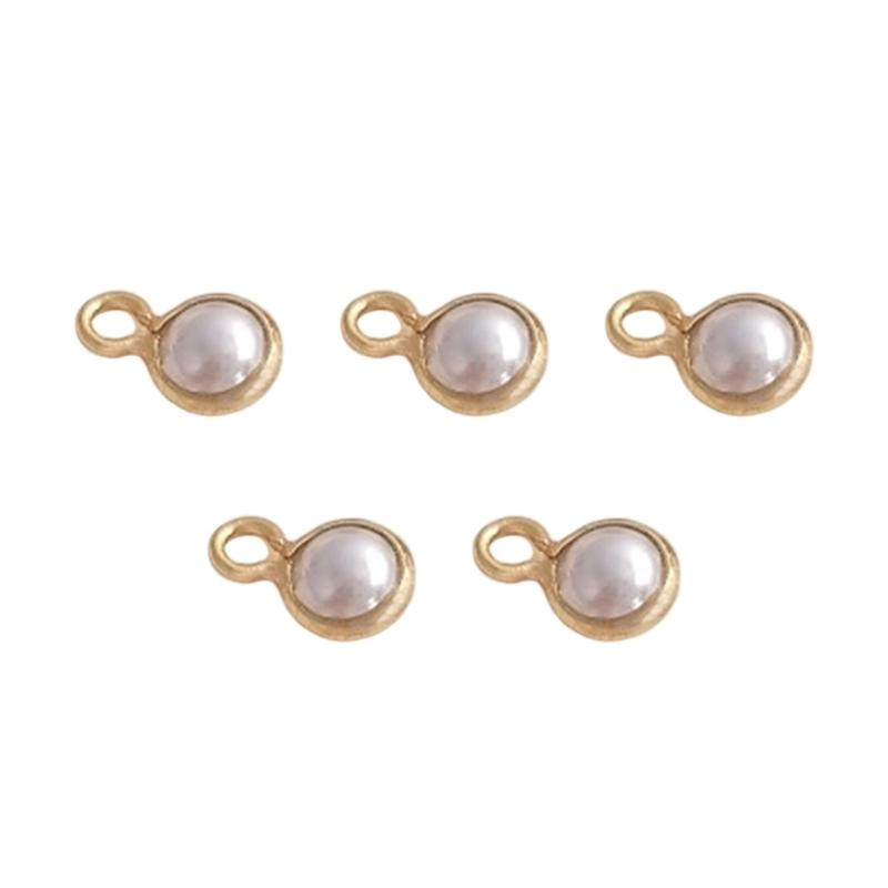 

5Pieces Pearls Pendants Jewelry Making Part Fashion Accessory Perfect for Unique Jewelry Making and Craft Accessories 4mm