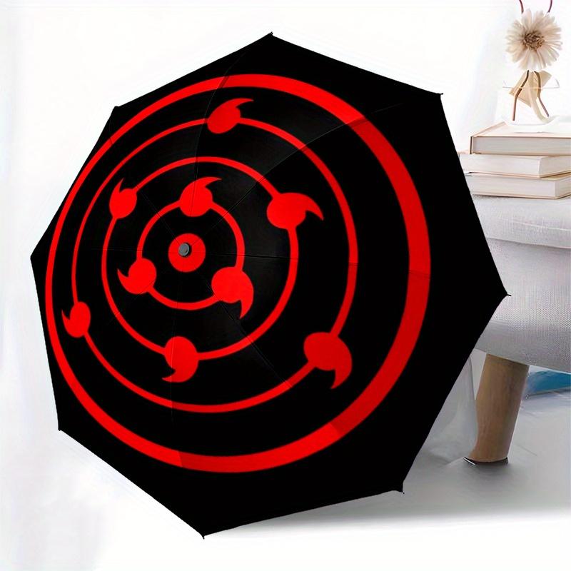 Red Concentric Circles on Black Background Sticker DecalUmbrella, Portable 3-Fold Compact Umbrella for Men & Women Gift