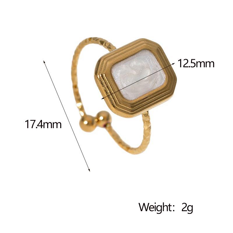 

French Chic Retro Stainless Steel Open Ring: Classic Luxury Style Jewelry білий