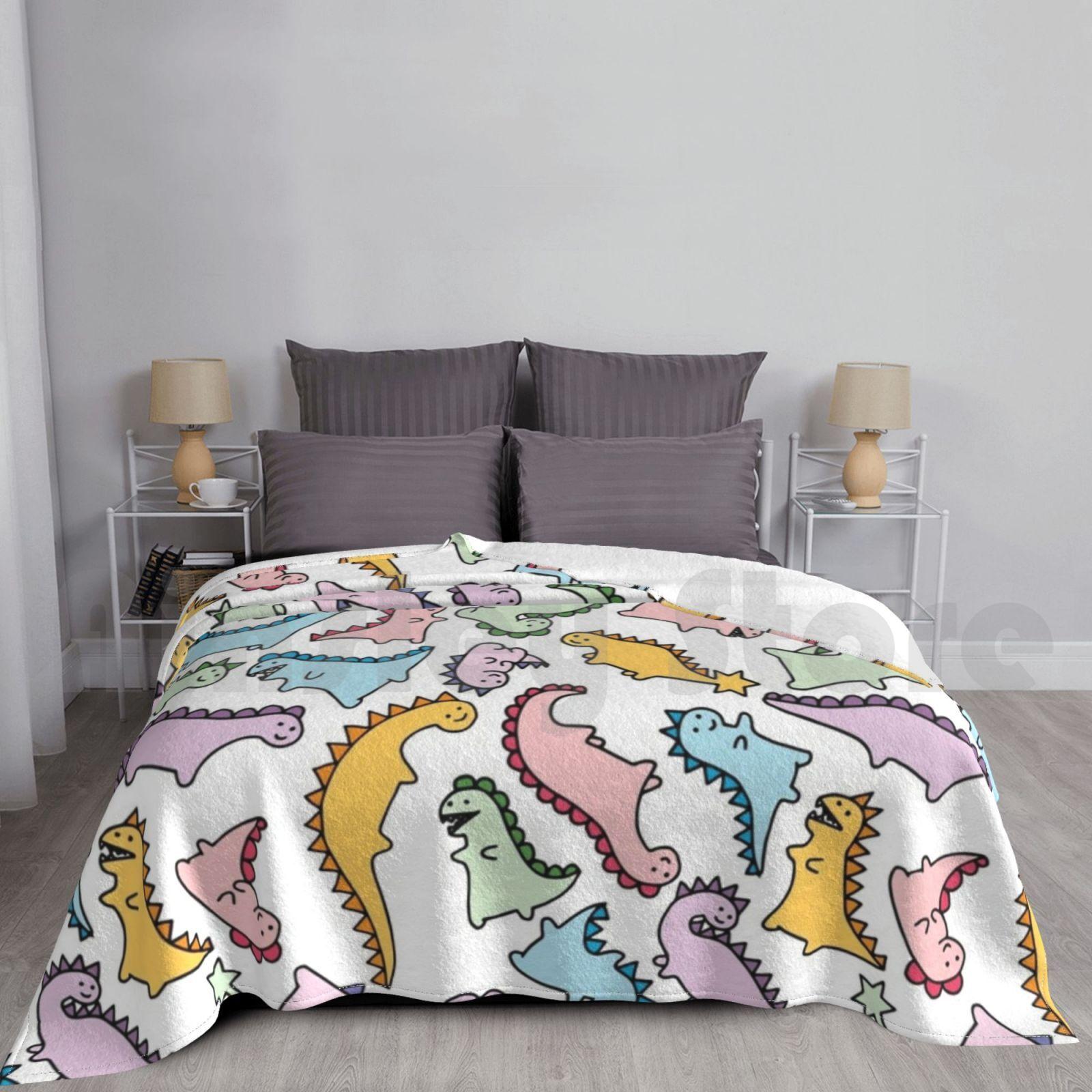 Blanket Cute Dino Explosion 609 Cute Dino Dinosaur Kawaii Japan Tokyo Colorful Pastel Dinos Size: 75*100cm, Weight: 230 GSM