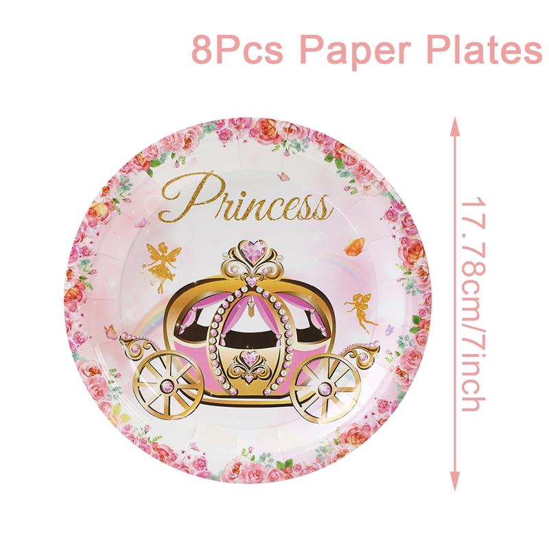 Princess Castle Cartoon Disposable Tableware Birthday Party Decorations for Home Paper Cups Plates Baby Shower Party Supplies