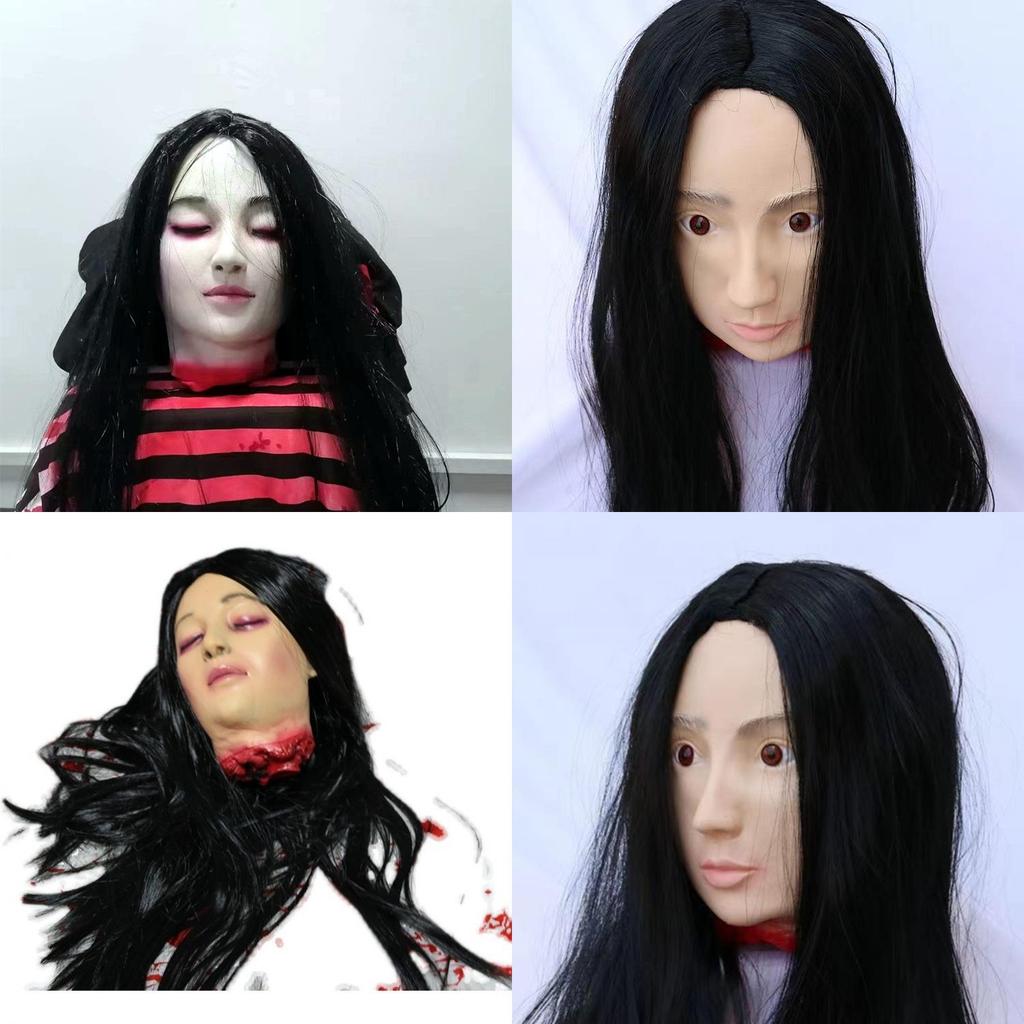 Halloween Ghost House Prop With Long Hair Girl Head For Spooky Decorations