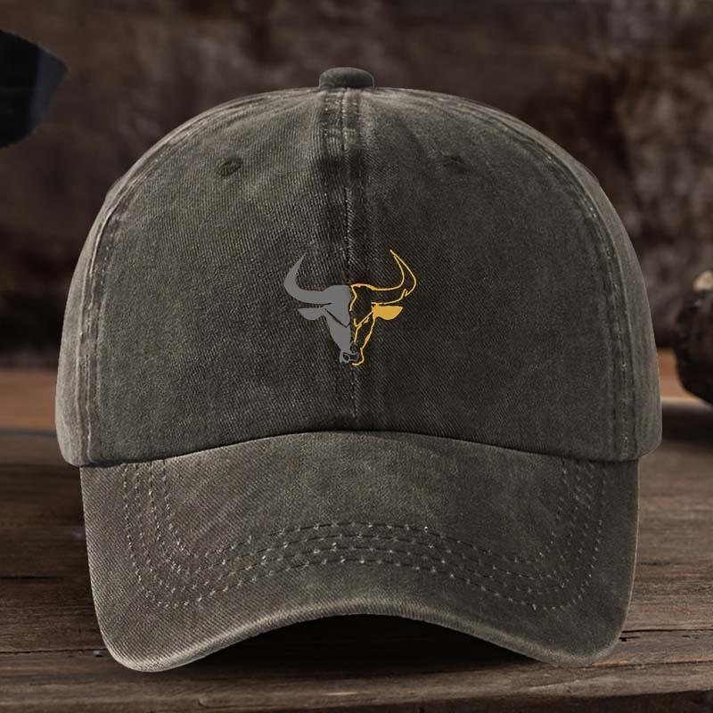 Fashionable Bull Head Printed Baseball Hat Multi Functional Outdoor Leisure Fishing Hat Travel Sunshade Duck Billed Hat