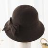 Hat Women's Autumn and Winter New Bow Wool Top Hat Thickened Warm Bucket Hat Middle Old Mother Basin Hat