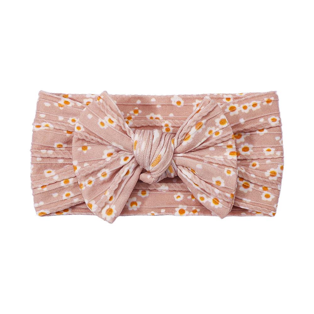 Cute Bowknot Baby Headbands Soft Elastic Nylon Girl Hairbands Solid Color Bow Turban Sunflower Headwear Hair Accessorie